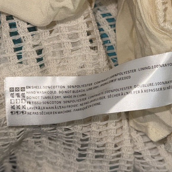 Anthropologie En Saison Cream Reese Floral Appliqué Open Stitch Cool Maxi Size S - Picture 13 of 14